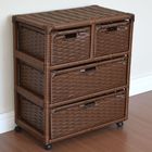 Gaveteiro 4 Gavetas Fibra Sintética C/rodízios 55x33x65 Palha