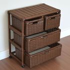 Gaveteiro 4 Gavetas Fibra Sintética C/rodízios 55x33x65 Palha