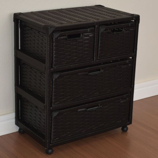 Gaveteiro 4 Gavetas Fibra Sintética C/rodízios 55x33x65 Preto