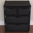 Gaveteiro 4 Gavetas Fibra Sintética C/rodízios 55x33x65 Preto
