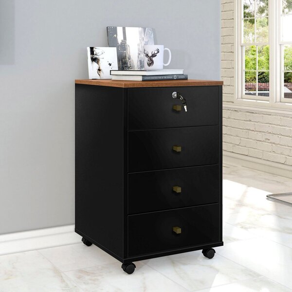 Gaveteiro 4 Gavetas Intelectual Plus Natura/preto