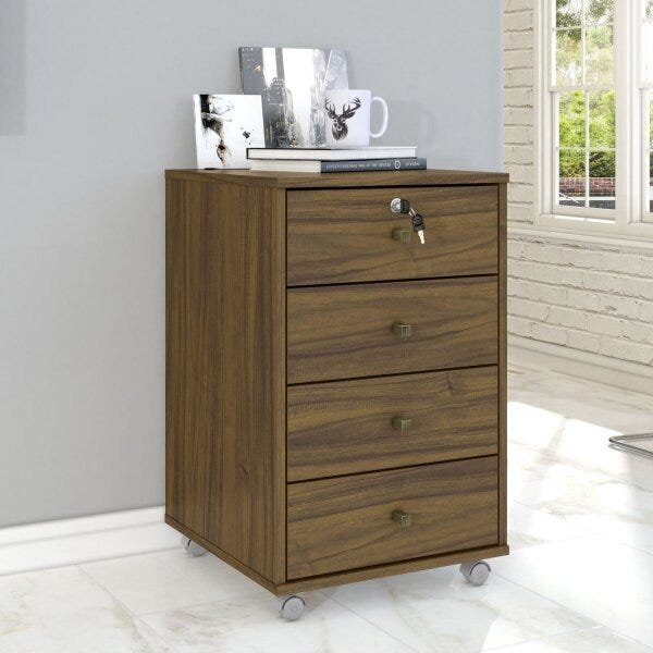 Gaveteiro 4 Gavetas Intelectual Plus Zanzini Nogal