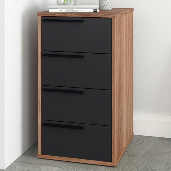 Gaveteiro 4 Gavetas Office Castanho/preto - Brv Móveis