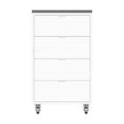 Gaveteiro 4 Gavetas Padrão Triangulos Com Rodízios Branco