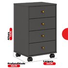 Gaveteiro 4 Gavetas Presence  Amêndola/grafito