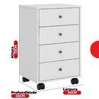Gaveteiro 4 Gavetas Presence  Branco