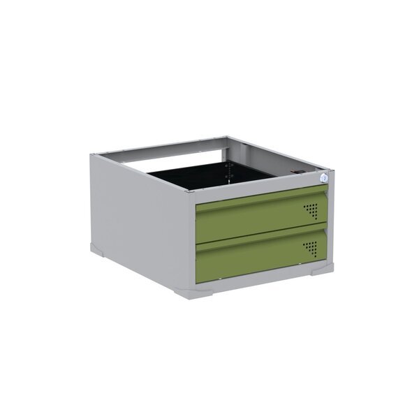 Gaveteiro Aéreo 2 Gavetas Aretto Cinza/verde