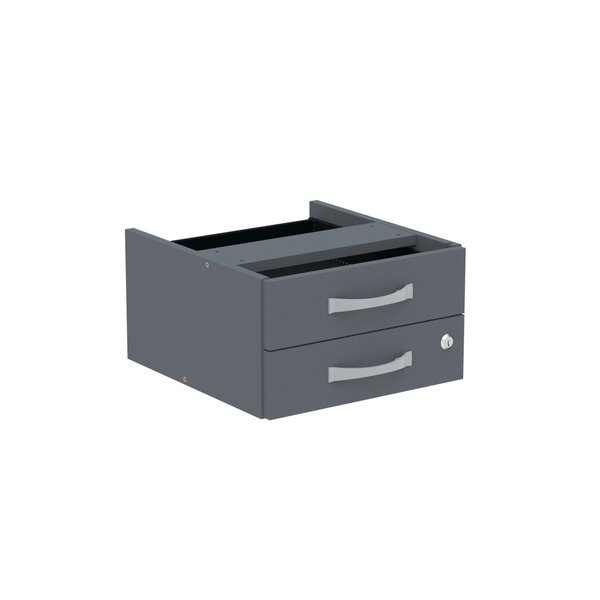 Gaveteiro Aéreo Para Escritório 2 Gavetas Pe40 Grafito