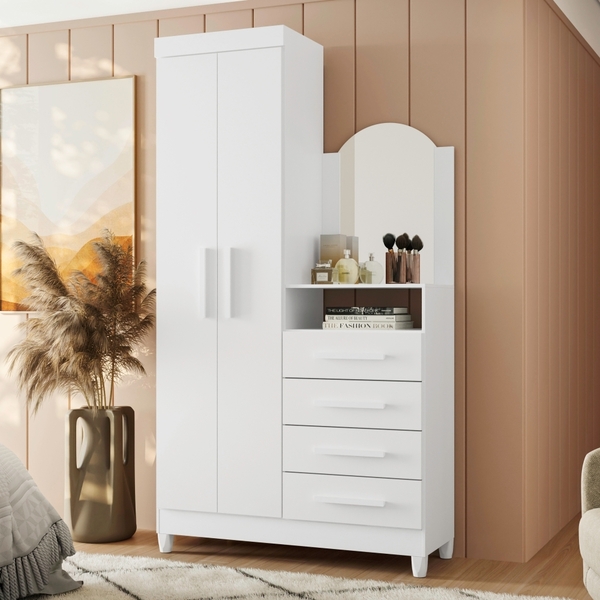 Gaveteiro Anita Branco Titanium Rosa Azul Com Nicho