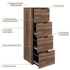 Gaveteiro Arquivo 4 Gavetas Para Pastas Suspensas Kuaq40 Kuad