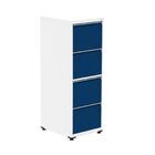 Gaveteiro Arquivo De Aço 4 Gavetas 136,2x47x67 Cm Branco/azul