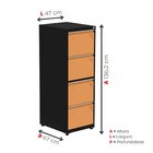 Gaveteiro Arquivo De Aço 4 Gavetas 136,2x47x67 Cm Preto/laran