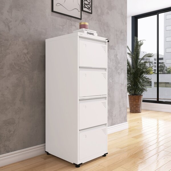 Gaveteiro Arquivo De Aço 4 Gavetas Of04rptcm  Branco