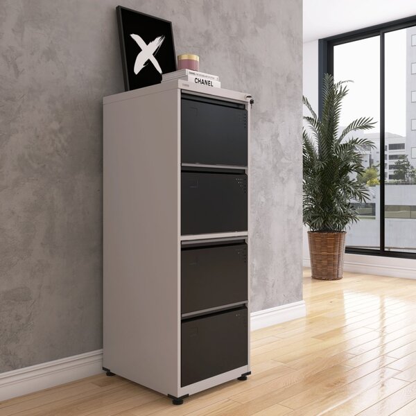 Gaveteiro Arquivo De Aço 4 Gavetas Of04rptcm Cinza/preto