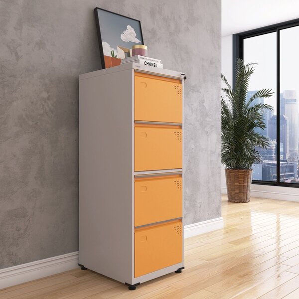Gaveteiro Arquivo De Aço 4 Gavetas Of04sltcm Cinza/laranja Pi