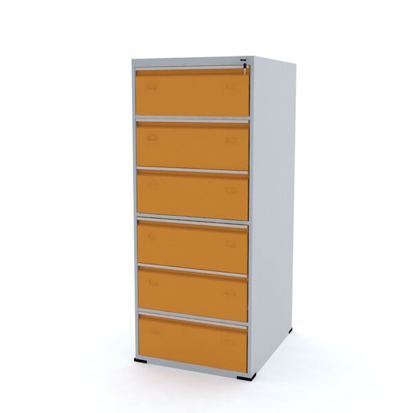 Gaveteiro Arquivo De Aço 6 Gavetas Apfi69tcm  Cinza/laranja P