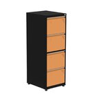 Gaveteiro Arquivo Em Aço 4 Gavetas 47x136,2x57cm Preto/laranj