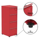 Gaveteiro Arquivo Em Aço 4 Gavetas Of04sltcm Vermelho