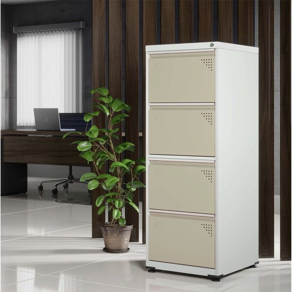 Gaveteiro Arquivo Em Aço 4 Gavetas Suporta 25kg Cada  Bege