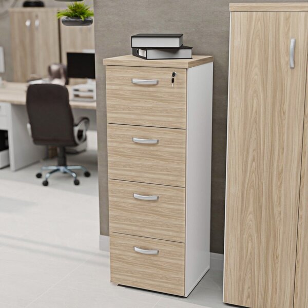 Gaveteiro Arquivo Escritório 4 Gavetas Pasta Suspensa Carvalh