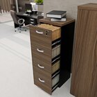 Gaveteiro Arquivo Escritório 4 Gavetas Pasta Suspensa Nogal