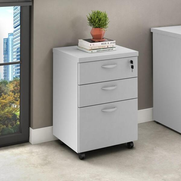 Gaveteiro Arquivo Escritório Office 3 Gavetas Cinza Liso