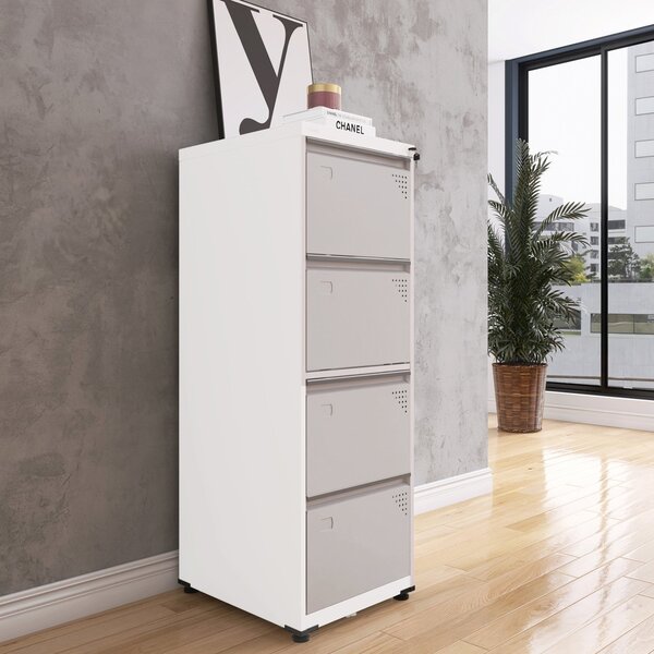 Gaveteiro Arquivo Para Escritório Em Aço 4 Gavetas Branco/cin