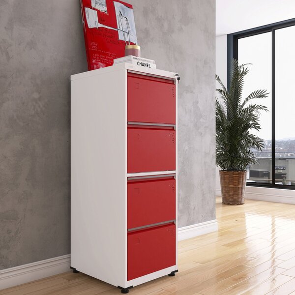 Gaveteiro Arquivo Para Escritório Em Aço 4 Gavetas Branco/ver