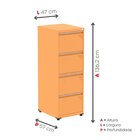 Gaveteiro Arquivo Para Escritório Em Aço 4 Gavetas Laranja Pi