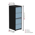 Gaveteiro Arquivo Para Escritório Em Aço 4 Gavetas Preto/azul