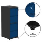 Gaveteiro Arquivo Para Escritório Em Aço 4 Gavetas Preto/azul