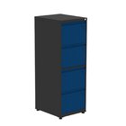 Gaveteiro Arquivo Para Escritório Em Aço 4 Gavetas Preto/azul