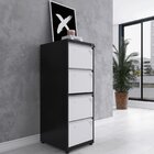 Gaveteiro Arquivo Para Escritório Em Aço 4 Gavetas Preto/bran