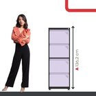 Gaveteiro Arquivo Para Escritório Em Aço 4 Gavetas Preto/lilás