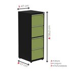 Gaveteiro Arquivo Para Escritório Em Aço 4 Gavetas Preto/verd