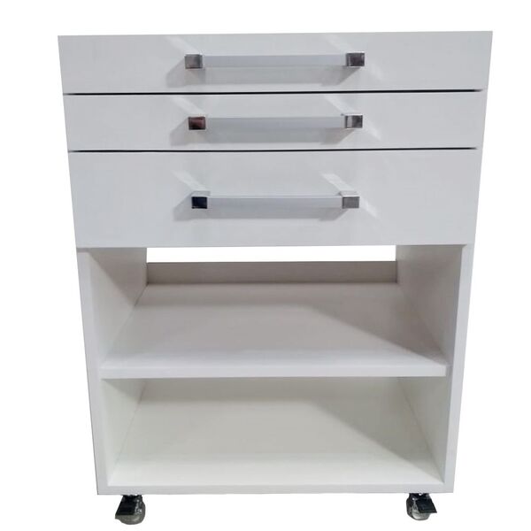 Gaveteiro Auxiliar Odontológico Com 2 Gavetas E Nichos Branco