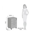 Gaveteiro Baixo Escritório 3 Gavetas Tranca 4 Rodinhas Cinza