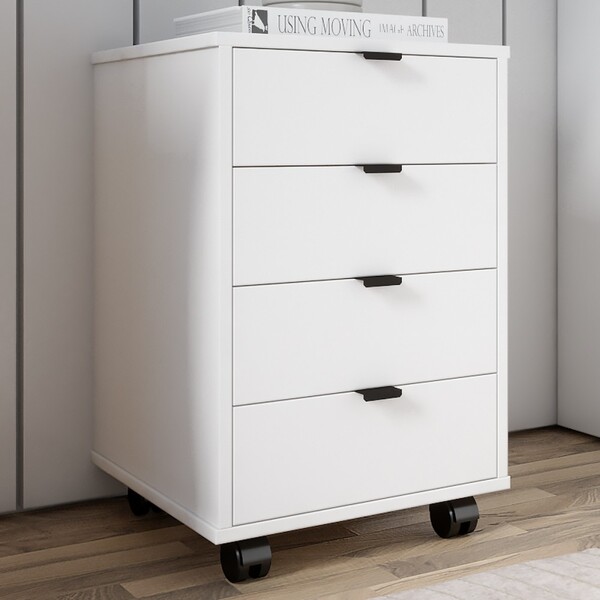 Gaveteiro Balto 4 Gavetas Com Rodízios Branco - Falkk