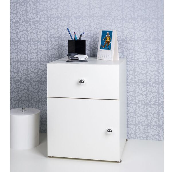 Gaveteiro Branco Com Gaveta E Porta 53x40cm Zeta