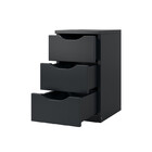 Gaveteiro C/ 03 Gavetas + Mesa Dobrável Kit Preto Moderno Alt