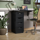 Gaveteiro C/ 04 Gavetas + Mesa Dobrável Kit Preto