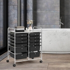 Gaveteiro Carrinho Organizador Utilitário Com 12 Gavetas Pret