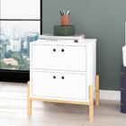 Gaveteiro Com 2 Gavetas E Pés Em Madeira - Branco/natural