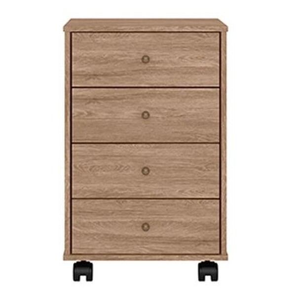 Gaveteiro Com 4 Gavetas Office Presence Nogal  Touch Demóbile