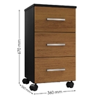 Gaveteiro Com Rodinhas 3 Gavetas Seven Preto Freijó