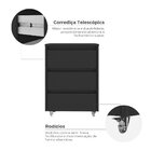 Gaveteiro Com Rodízios 3 Gavetas Cáli Escritório/quarto Preto