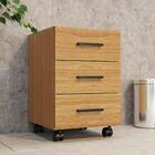 Gaveteiro Com Rodízios 3 Gavetas Estilo Industrial F16 Freijó