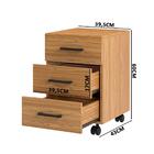 Gaveteiro Com Rodízios 3 Gavetas Estilo Industrial F16 Freijó