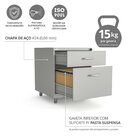 Gaveteiro De Aço 2 Gavetas Com Rodízios Com Chave Cinza