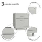 Gaveteiro De Aço 2 Gavetas Com Rodízios Com Chave Cinza